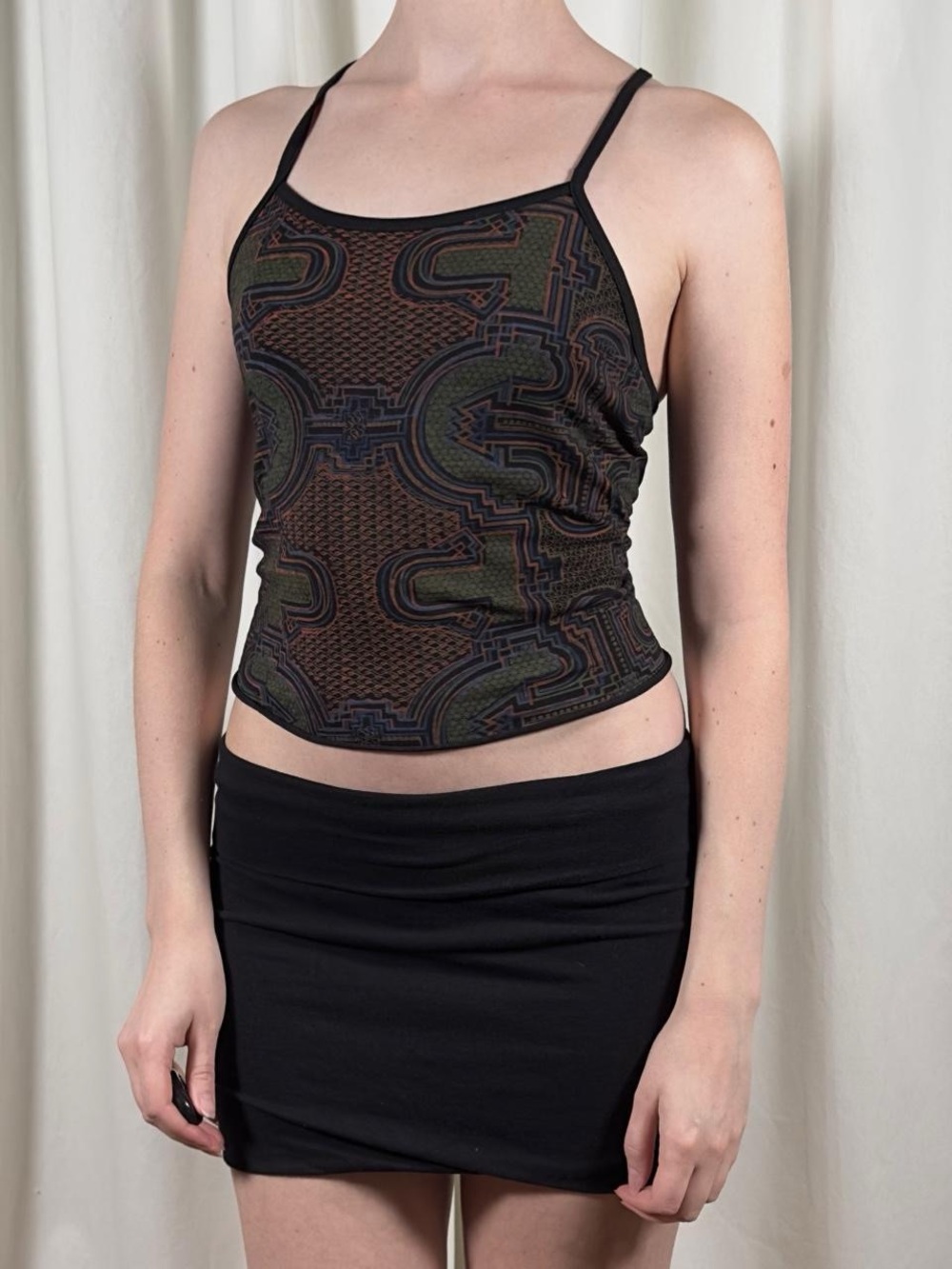 Lace Up Back Patterned Tank - Picture 3 of 8
